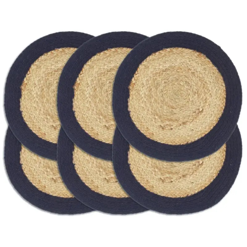 Levering bevat handgeweven jute placemats voor een unieke keukenlook - Marineblauw / 6 / Jute en katoen - Placemats