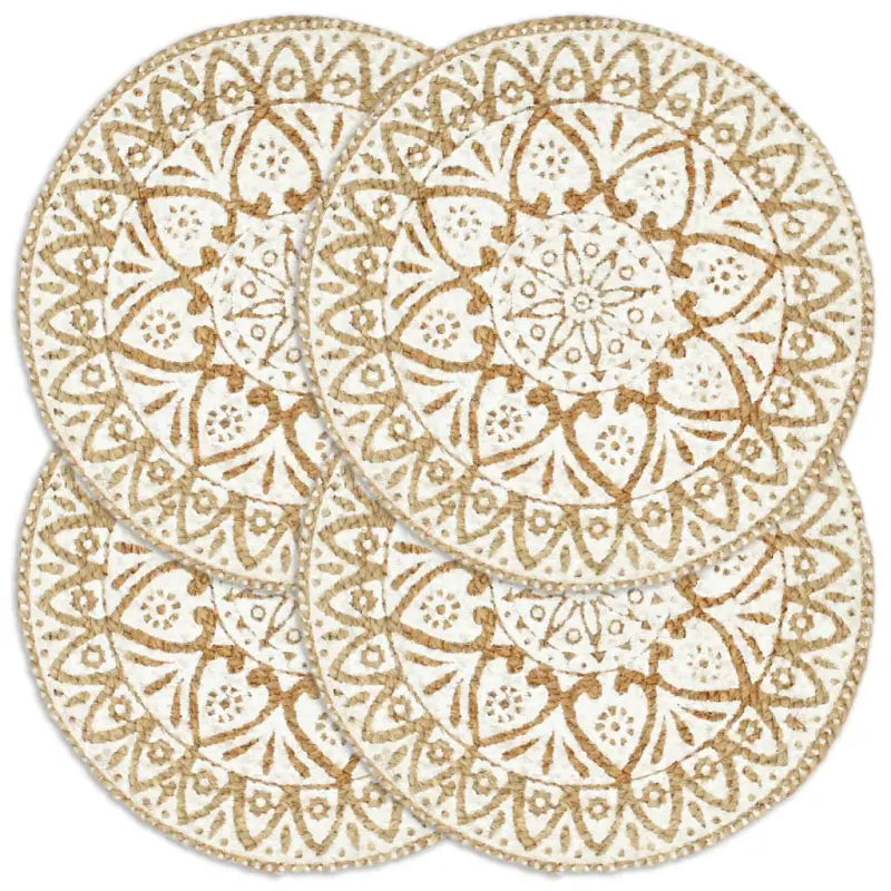 Levering bevat handgeweven jute placemats voor een unieke keukenlook - Wit / 4 / Jute - Placemats