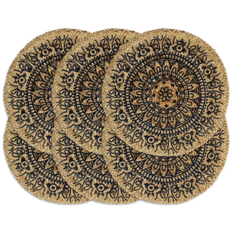 Levering bevat handgeweven jute placemats voor een unieke keukenlook - Donkerblauw / 6 / Jute - Placemats