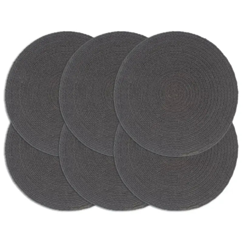 Levering bevat handgeweven jute placemats voor een unieke keukenlook - Donkergrijs / 6 / Katoen - Placemats