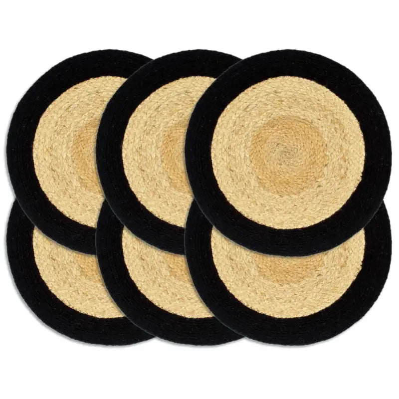 Levering bevat handgeweven jute placemats voor een unieke keukenlook - Zwart / 6 / Jute en katoen - Placemats