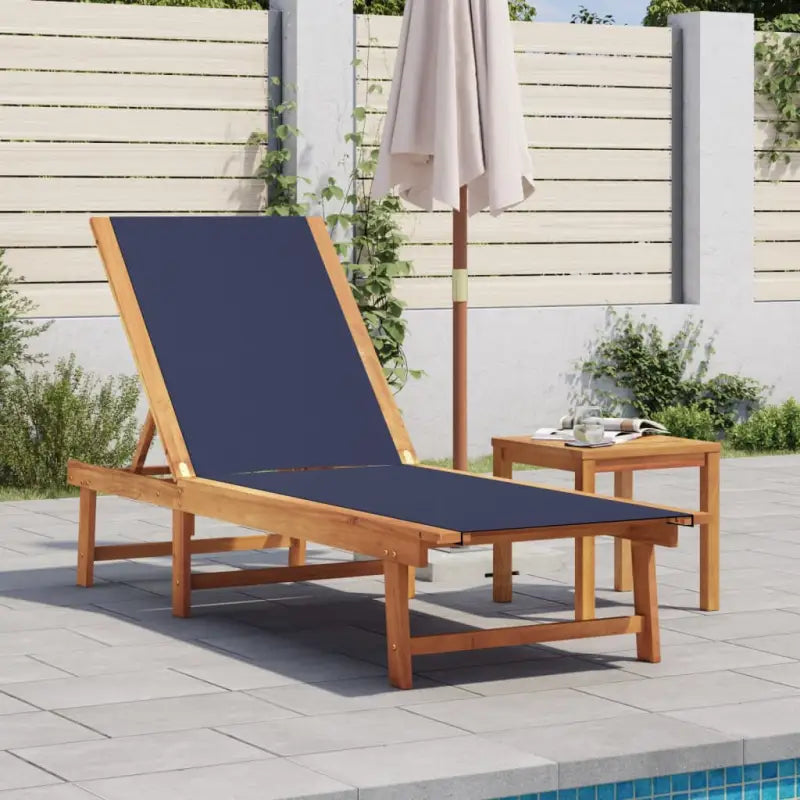 Lichte geoliede acaciahouten ligstoelset met bijzettafel voor tuinplezier - Blauw / 1 / Ligbed + Tafel - Ligstoelen