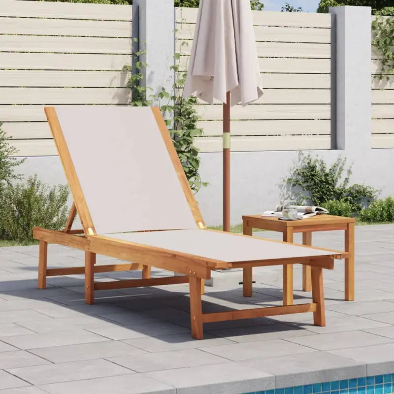 Lichte geoliede acaciahouten ligstoelset met bijzettafel voor tuinplezier - Grijs / 1 / Ligbed + Tafel - Ligstoelen