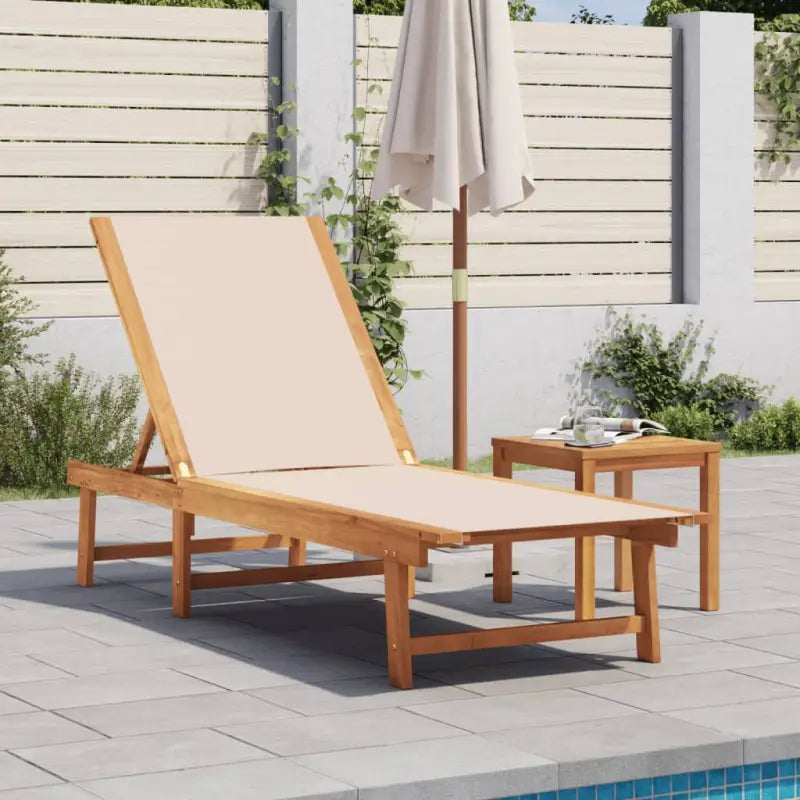 Lichte geoliede acaciahouten ligstoelset met bijzettafel voor tuinplezier - Crème / 1 / Ligbed - Ligstoelen