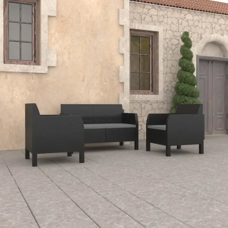 Lichte tuinset voor buitengebruik met gemakkelijk te reinigen materiaal - Tweezitsbank + 2x Fauteuil - Tuinsets