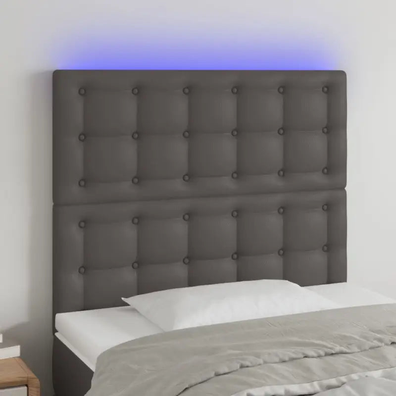 Lichtgevend Hoofdbord en Voetbord in Modern Kunstleer - Grijs / 90 x 5 x 118/128 cm / 1 - Hoofdborden en voetborden