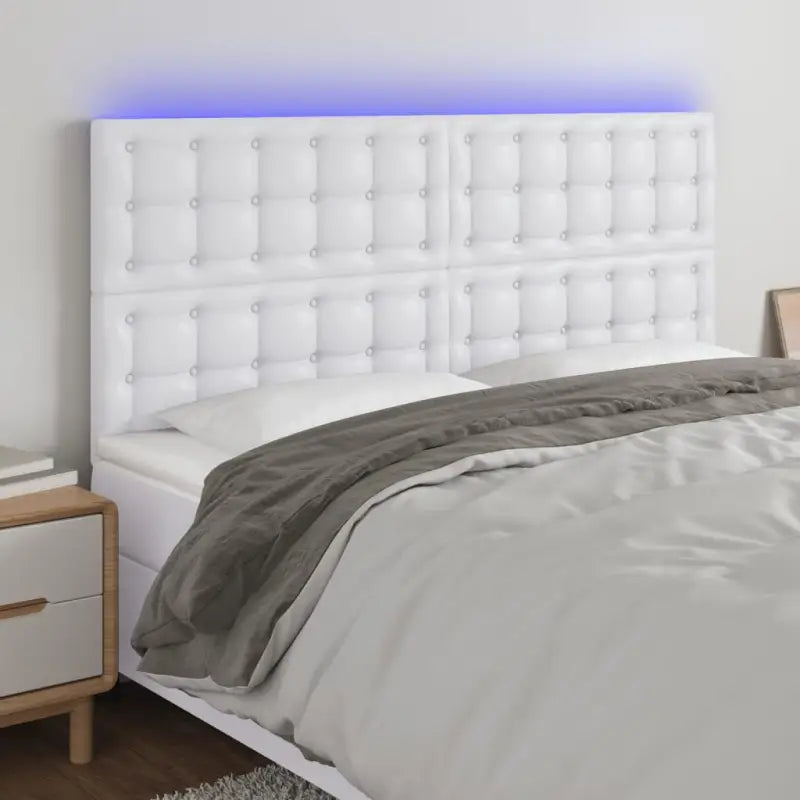 Lichtgevend Hoofdbord en Voetbord in Modern Kunstleer - Wit / 200 x 5 x 118/128 cm / 1 - Hoofdborden en voetborden