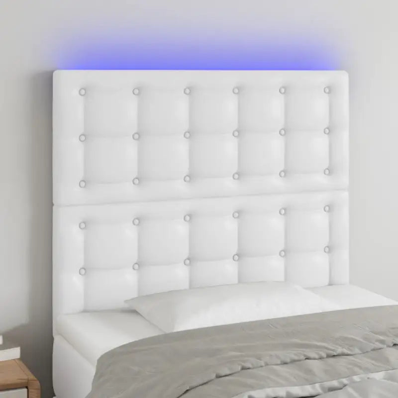 Lichtgevend Hoofdbord en Voetbord in Modern Kunstleer - Wit / 80 x 5 x 118/128 cm / 1 - Hoofdborden en voetborden