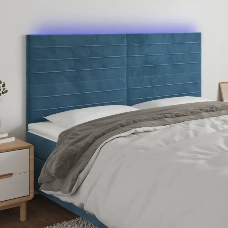 Lichtgevend hoofdbord en voetbord voor een moderne slaapkamer - Donkerblauw / 180 x 5 x 118/128 cm / 1 - Hoofdborden