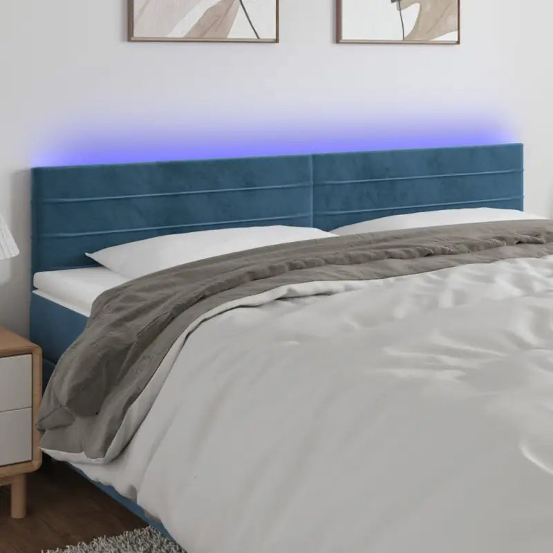 Lichtgevend hoofdbord en voetbord voor een moderne slaapkamer - Donkerblauw / 180 x 5 x 78/88 cm / 1 - Hoofdborden