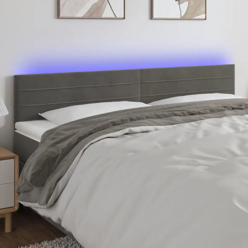 Lichtgevend hoofdbord en voetbord voor een moderne slaapkamer - Donkergrijs / 200 x 5 x 78/88 cm / 1 - Hoofdborden