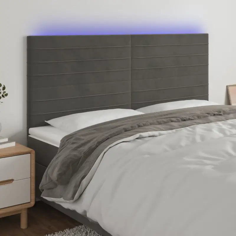 Lichtgevend hoofdbord en voetbord voor een moderne slaapkamer - Donkergrijs / 180 x 5 x 118/128 cm / 1 - Hoofdborden