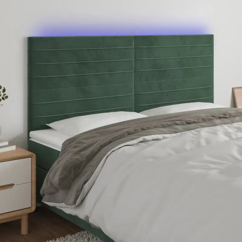 Lichtgevend hoofdbord en voetbord voor een moderne slaapkamer - Donkergroen / 180 x 5 x 118/128 cm / 1 - Hoofdborden