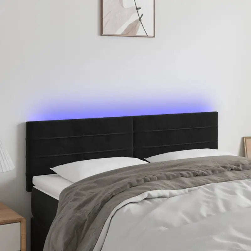 Lichtgevend hoofdbord en voetbord voor een moderne slaapkamer - Zwart / 144 x 5 x 78/88 cm / 1 - Hoofdborden
