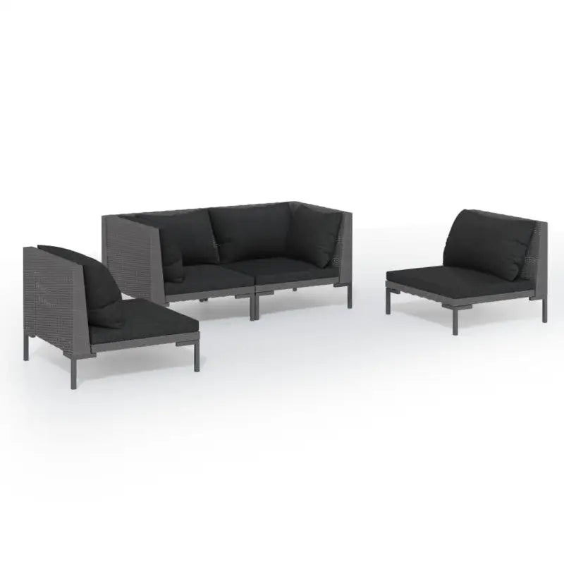 Lichtgewicht loungeset met halfrond pe-rattan en comfortabele afmetingen zitting - 4 / 2x hoek + 2x midden - Tuinsets