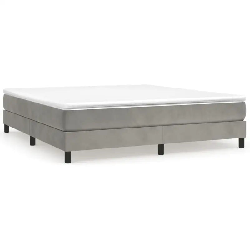 Lichtgrijs bed met multiplex lattenbodem en zacht fluweel materiaal - Bedden & bedframes