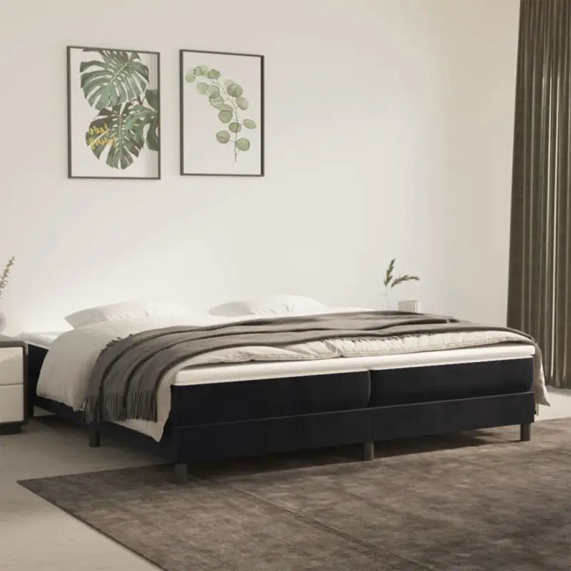 Lichtgrijs bed met multiplex lattenbodem en zacht fluweel materiaal - Zwart / 200 x 200 cm / 25 cm - Bedden & bedframes