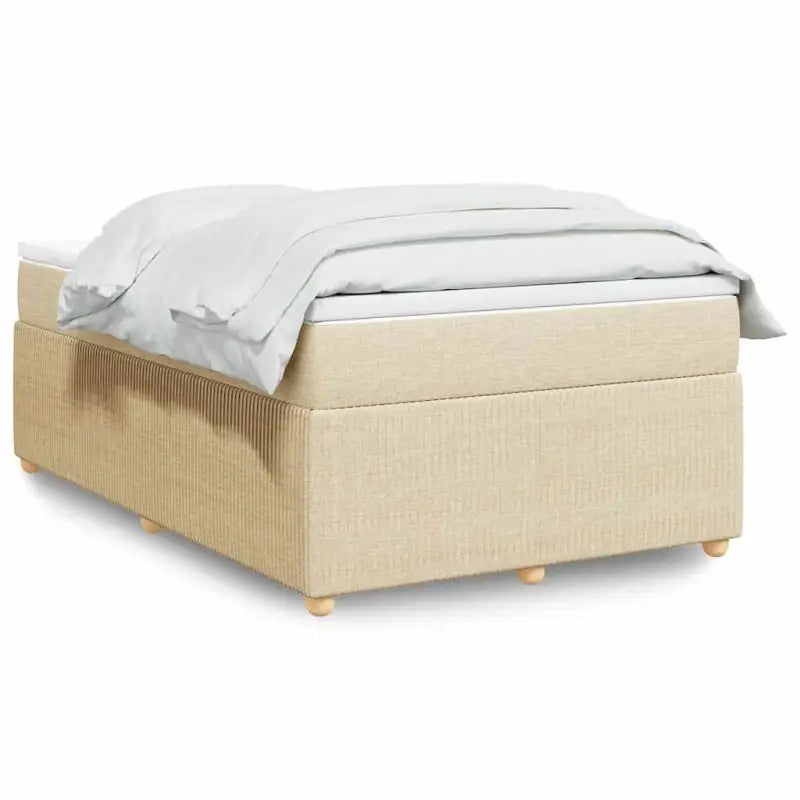 Lichtgrijs boxspringbed met ademend vermogen en duurzaam polyestermateriaal - Crème / 120 x 200 cm - Bedden & bedframes