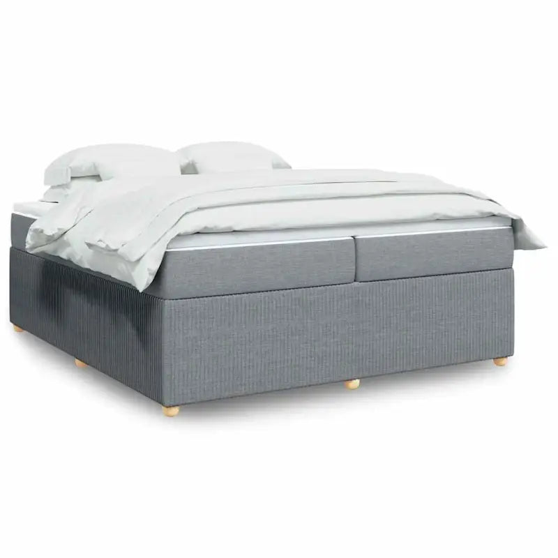 Lichtgrijs boxspringbed met ademend vermogen en duurzaam polyestermateriaal - Lichtgrijs / 200 x 200 cm - Bedden &