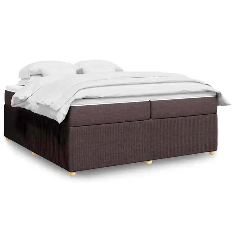 Lichtgrijs boxspringbed met ademend vermogen en duurzaam polyestermateriaal - Donkerbruin / 200 x 200 cm - Bedden &