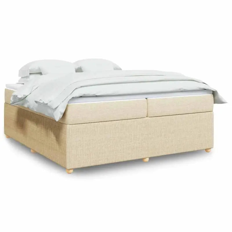 Lichtgrijs boxspringbed met ademend vermogen en duurzaam polyestermateriaal - Crème / 200 x 200 cm - Bedden & bedframes