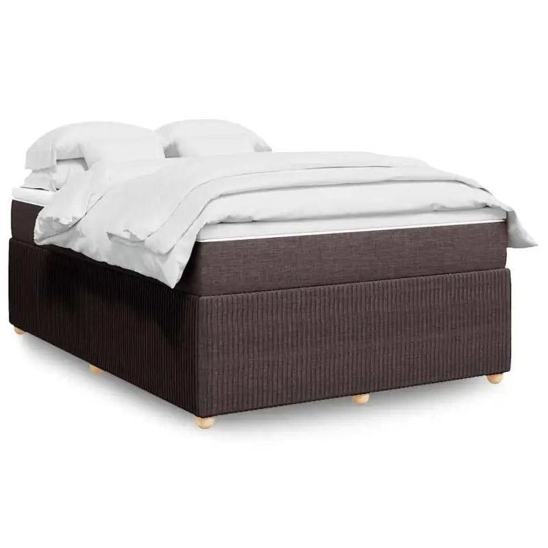 Lichtgrijs boxspringbed met ademend vermogen en duurzaam polyestermateriaal - Donkerbruin / 160 x 200 cm - Bedden &