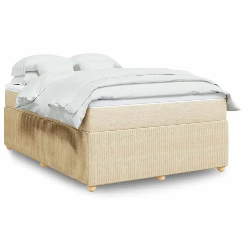 Lichtgrijs boxspringbed met ademend vermogen en duurzaam polyestermateriaal - Crème / 160 x 200 cm - Bedden & bedframes