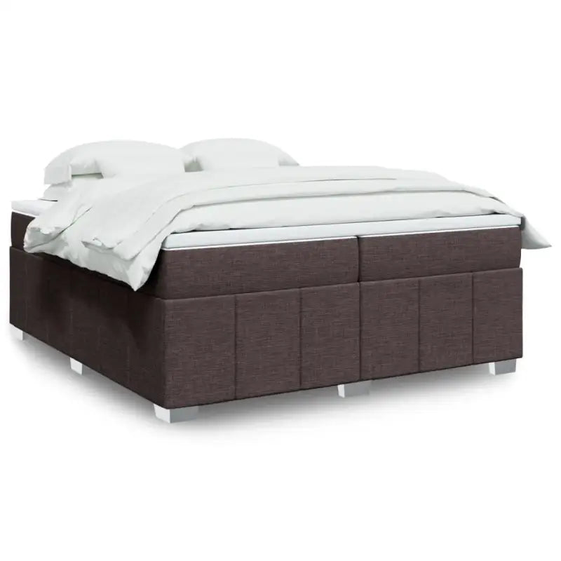 Lichtgrijs boxspringbed met ademend vermogen en duurzame vulling - Donkerbruin / 200 x 200 cm - Bedden & bedframes
