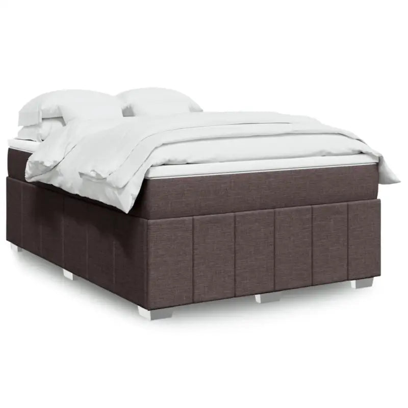 Lichtgrijs boxspringbed met ademend vermogen en duurzame vulling - Donkerbruin / 140 x 200 cm - Bedden & bedframes