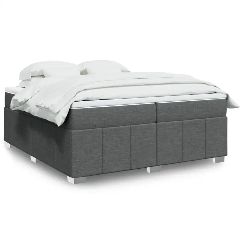 Lichtgrijs boxspringbed met ademend vermogen en duurzame vulling - Donkergrijs / 200 x 200 cm - Bedden & bedframes