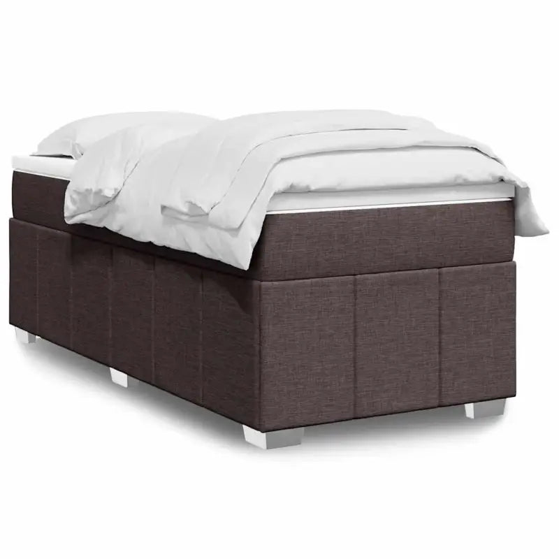 Lichtgrijs boxspringbed met ademend vermogen en duurzame vulling - Donkerbruin / 100 x 200 cm - Bedden & bedframes