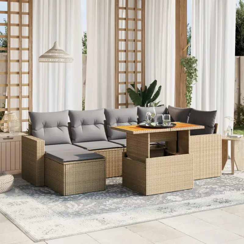 Lichtgrijs materiaal loungeset van gepoedercoat staal met afmetingen - Beige en grijs / zonder opbergruimte - Tuinsets