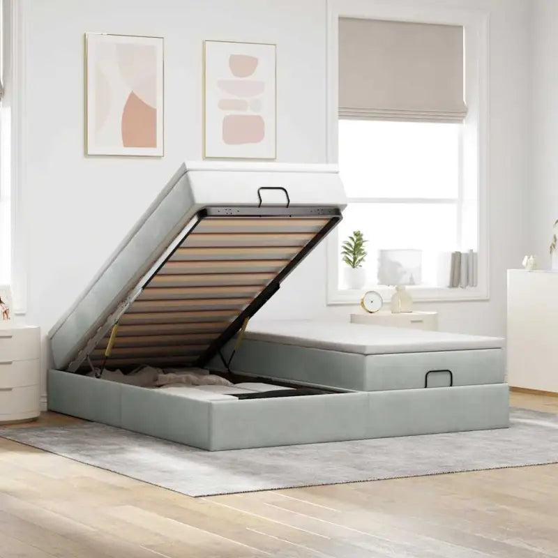 Lichtgrijs Ottomaanse Bed met Ruime Opbergruimte en Comfortabel Vulling - Lichtgrijs / 180 x 200 cm - Bedden & bedframes