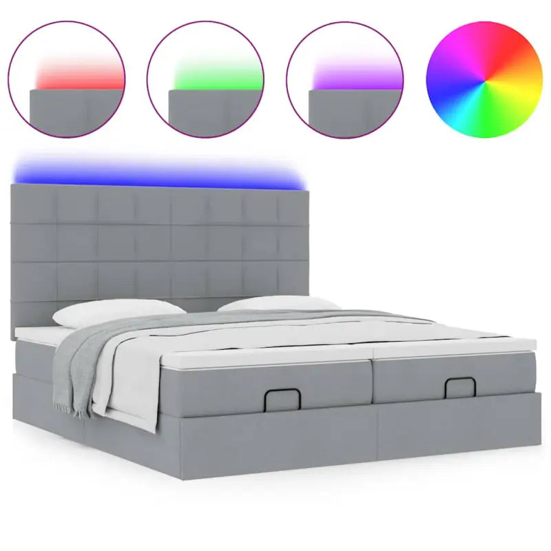 Lichtgrijs Ottomaanse Bed met ruime opbergruimte en comfortabel matras - Bedden & bedframes