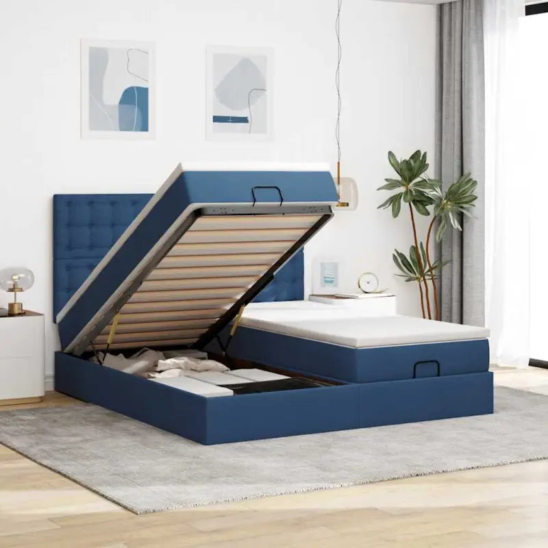 Lichtgrijs Ottomaanse Bed met ruime opbergruimte en comfortabel matras - Taupe / 200 x 200 cm / Knopen - Bedden &