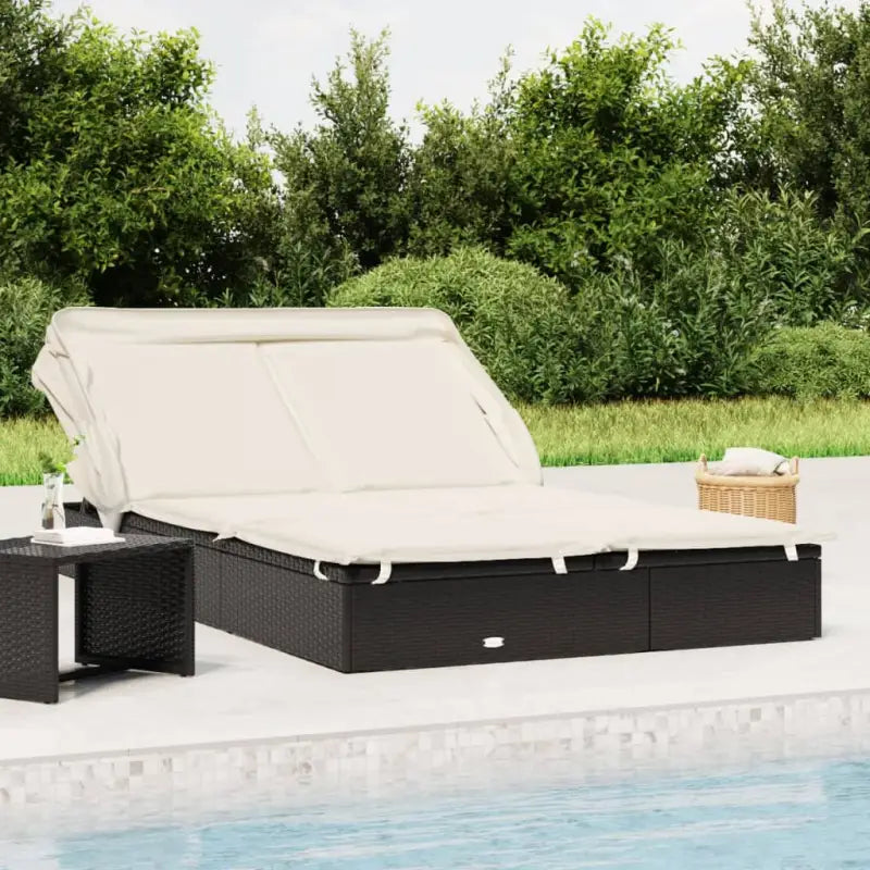 Ligs107leden met inklapbaar dak en beide zijden voor ontspanning - Zwart en wit / 1 - Ligstoelen