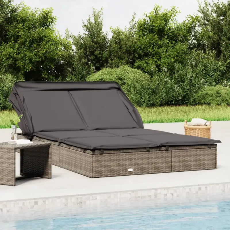 Ligs107leden met inklapbaar dak en beide zijden voor ontspanning - Grijs / 1 - Ligstoelen