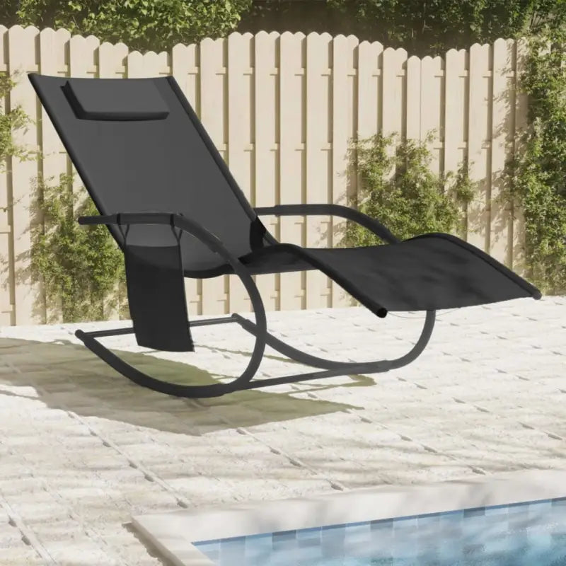 Ligstoel met afneembaar zijvak en gepoedercoat staal voor ultiem comfort - Zwart / 1 - Ligstoelen