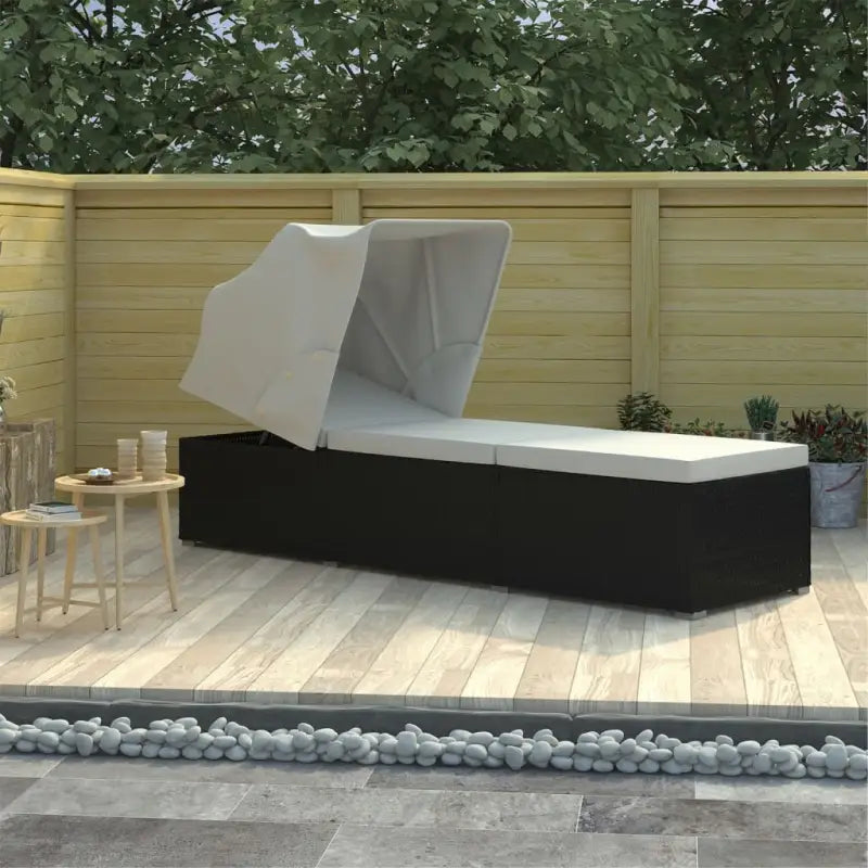 Ligstoel met poly rattan en gepoedercoat stalen frame voor overal - Zwart en crème / 1 - Ligstoelen