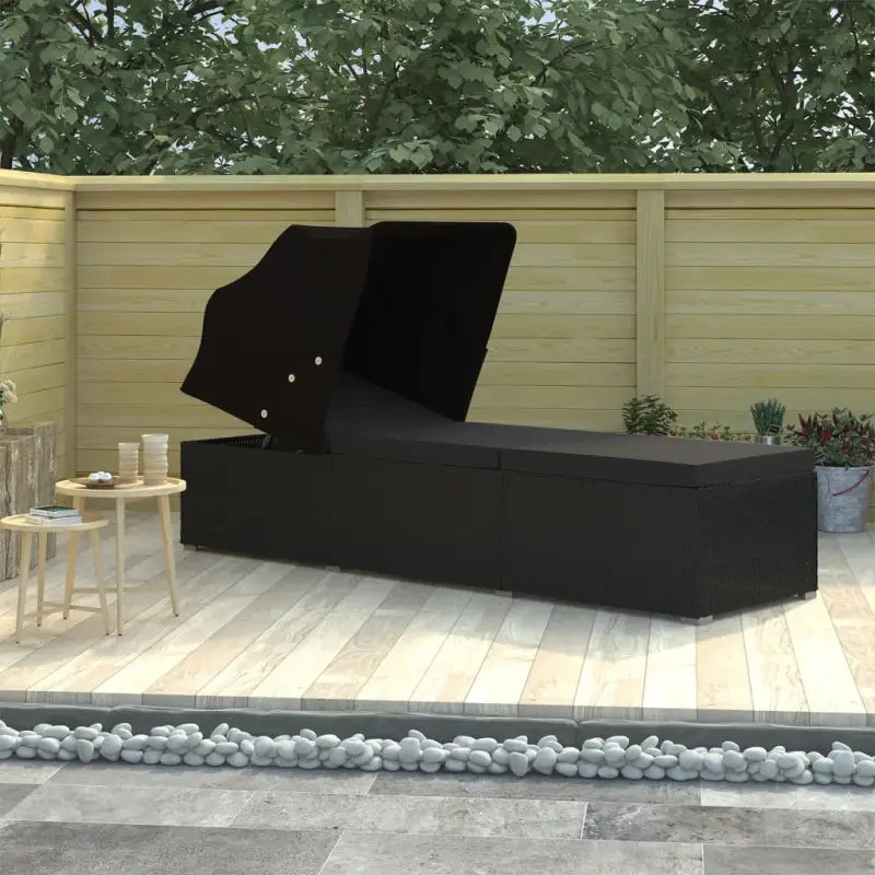 Ligstoel met poly rattan en gepoedercoat stalen frame voor overal - Zwart / 1 - Ligstoelen