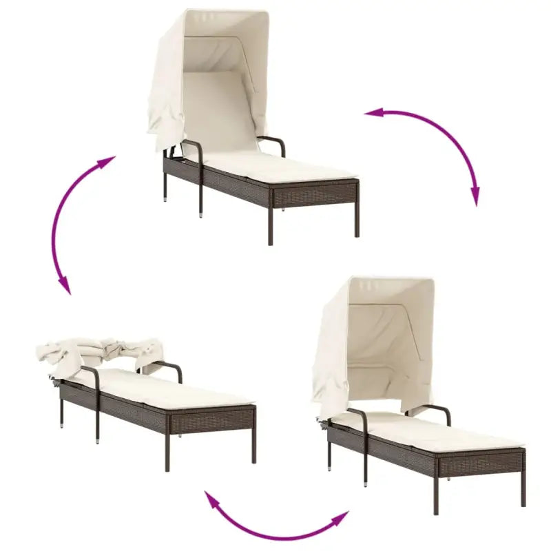 Ligstoel met poly rattan en uitschuifbare luifel voor ultiem comfort - Ligstoelen