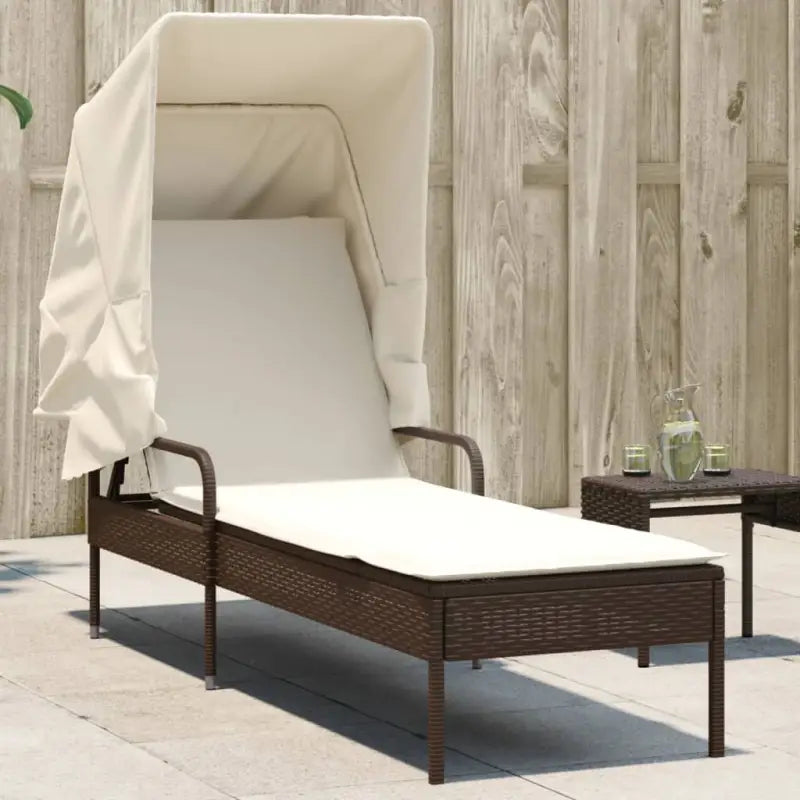 Ligstoel met poly rattan en uitschuifbare luifel voor ultiem comfort - Bruin / 1 / Zonder tafel - Ligstoelen