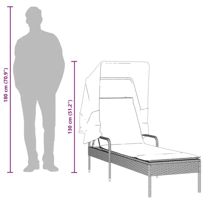 Ligstoel met poly rattan en uitschuifbare luifel voor ultiem comfort - Ligstoelen