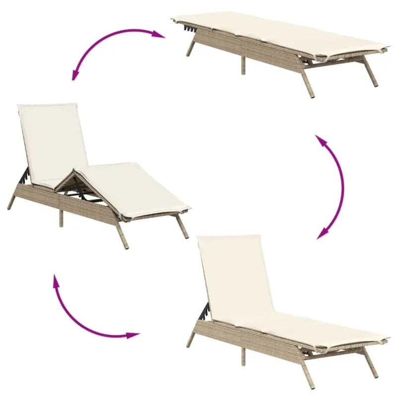 Ligstoel met poly rattan en verstelbare posities voor ultiem comfort - Ligstoelen
