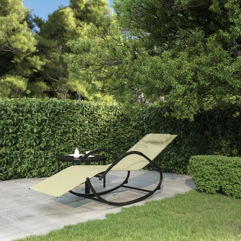 Ligstoel met schommelfunctie en gepoedercoat staal voor ultiem ontspanning - Crème / 1 - Ligstoelen