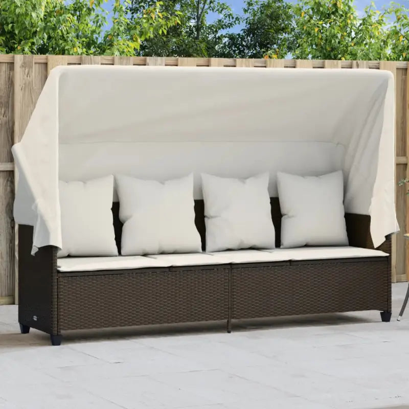 Ligstoel met verstelbare posities en uitschuifbare luifel voor comfort - Bruin en crème / 1 / met luifel - Ligstoelen