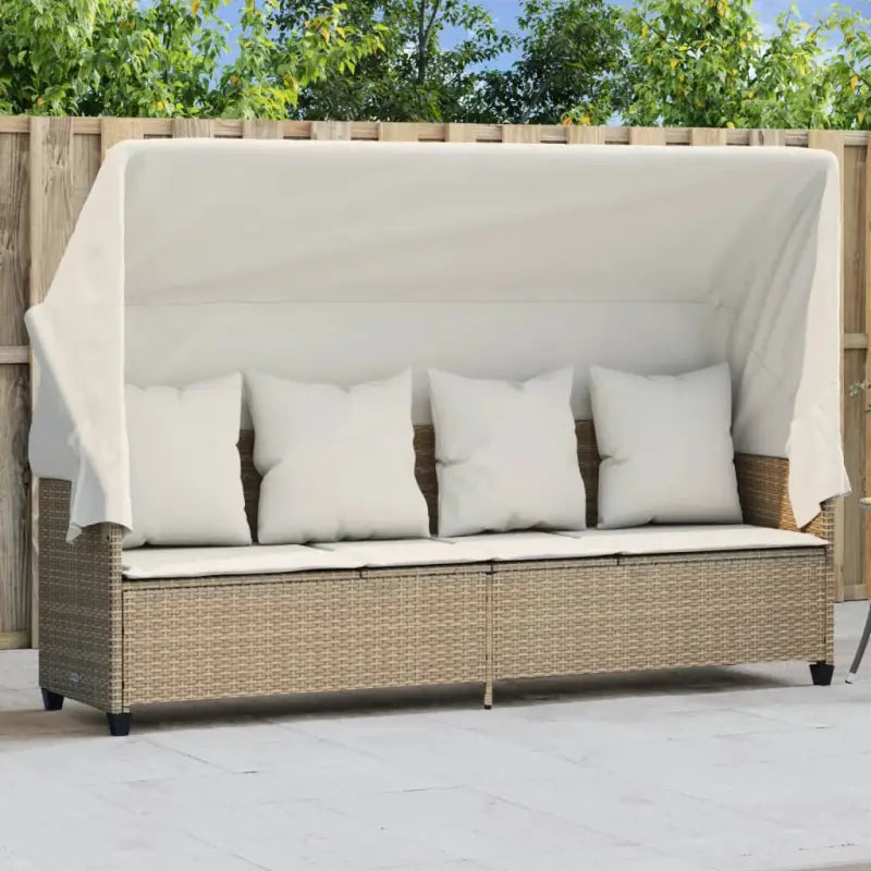 Ligstoel met verstelbare posities en uitschuifbare luifel voor comfort - beige en crèmekleurig / 1 / met luifel