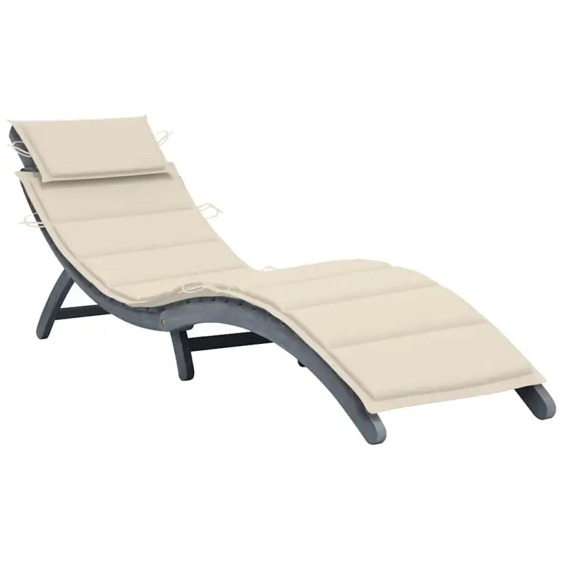Ligstoel van massief acaciahout voor ultiem ontspanning op tuin of terras - Crème / 1 - Ligstoelen