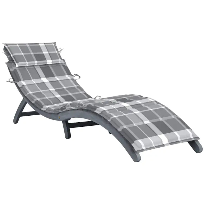 Ligstoel van massief acaciahout voor ultiem ontspanning op tuin of terras - Grijs ruitpatroon / 1 - Ligstoelen