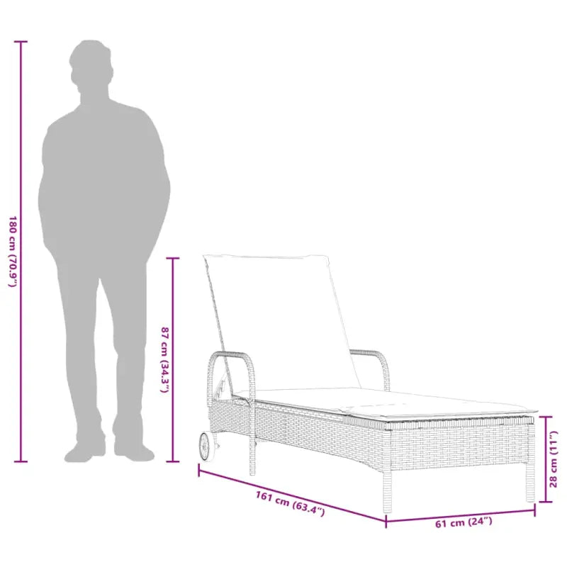 Ligstoel van poly rattan voor een comfortabele zitervaring met wasbare hoes - Ligstoelen